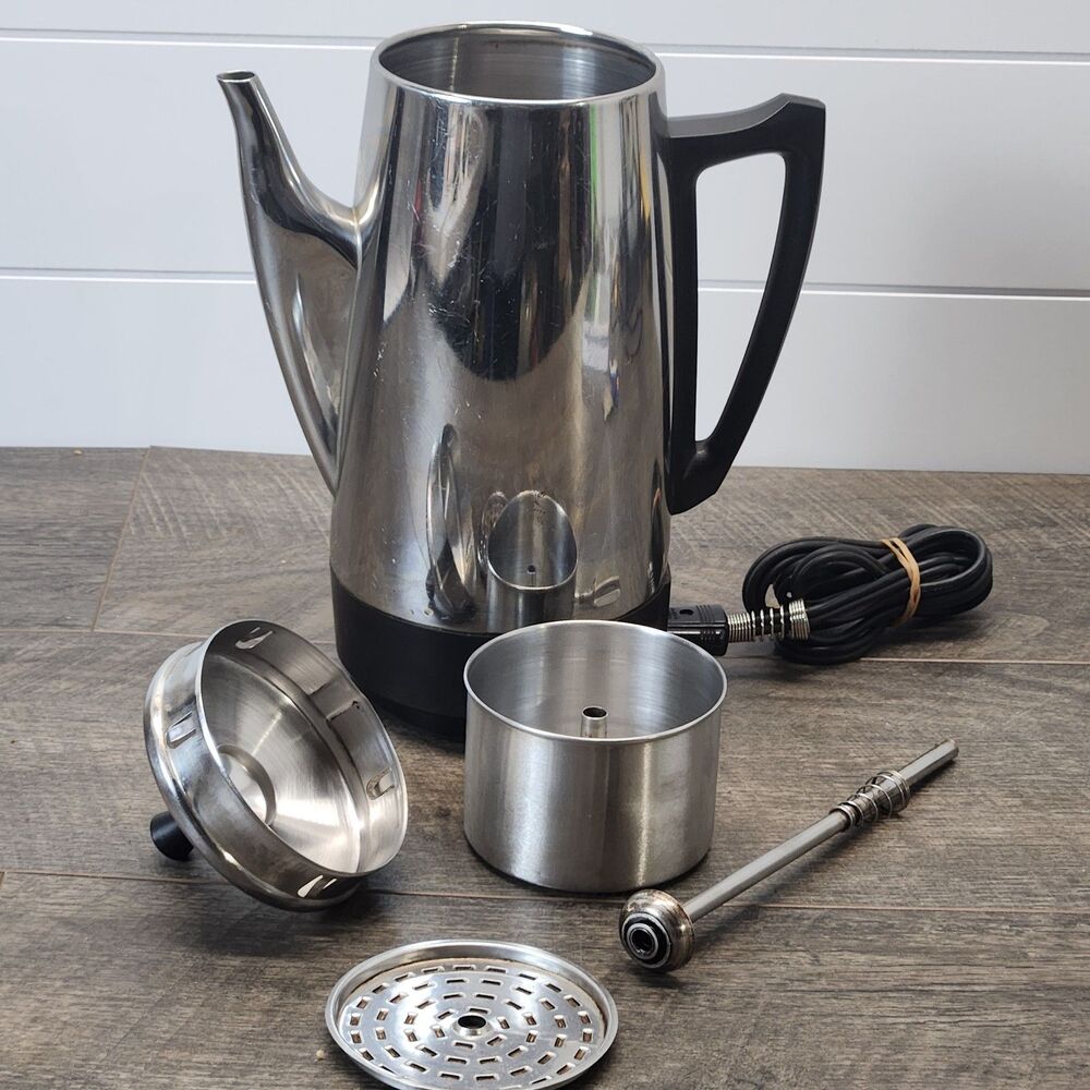 Vintage Presto Pride Stainless Steel Coffee Maker Perculator 0281104 Works